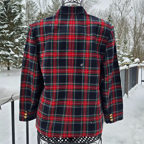 Vintage Pendleton Plaid Wool Blazer, EUC, Size 14, Red Black Green Blue - Picture 2 of 9